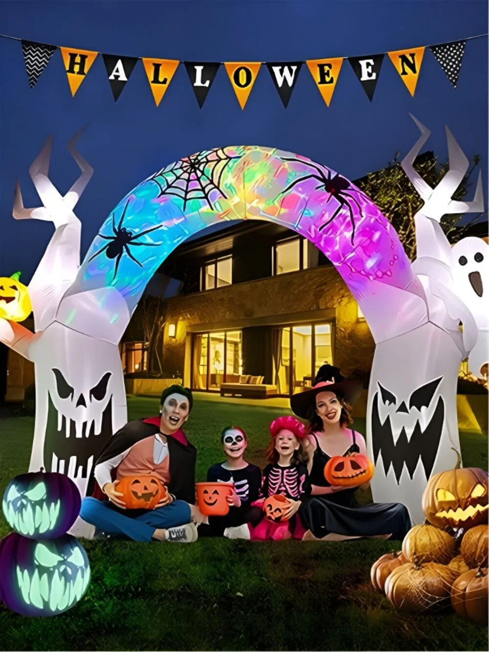 10FT Halloween Inflatable Decoration Colorful Pumpkin Ghost